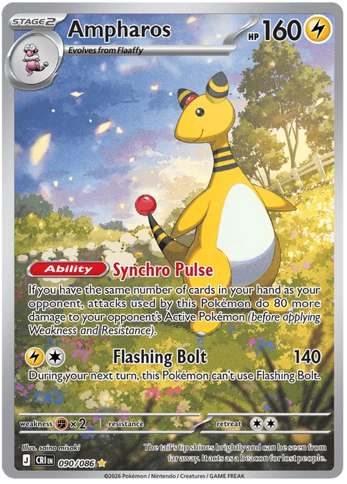 Ampharos 090/086 Illustration Rare Pokemon Card (Mega Evolution Chaos Rising)