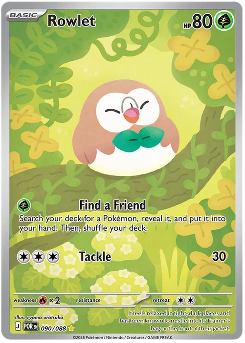 Rowlet 090/088 Illustration Rare Pokemon Card (Mega Evolution Perfect Order)