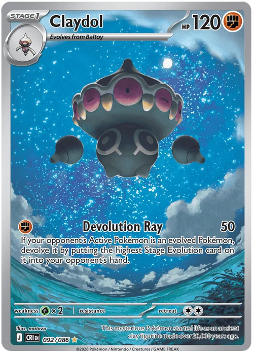 Claydol 092/086 Illustration Rare Pokemon Card (Mega Evolution Chaos Rising)