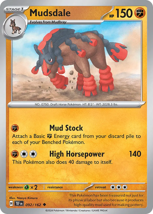 Mudsdale 092/162 Uncommon Reverse Holo Pokemon Card (SV Temporal Forces)