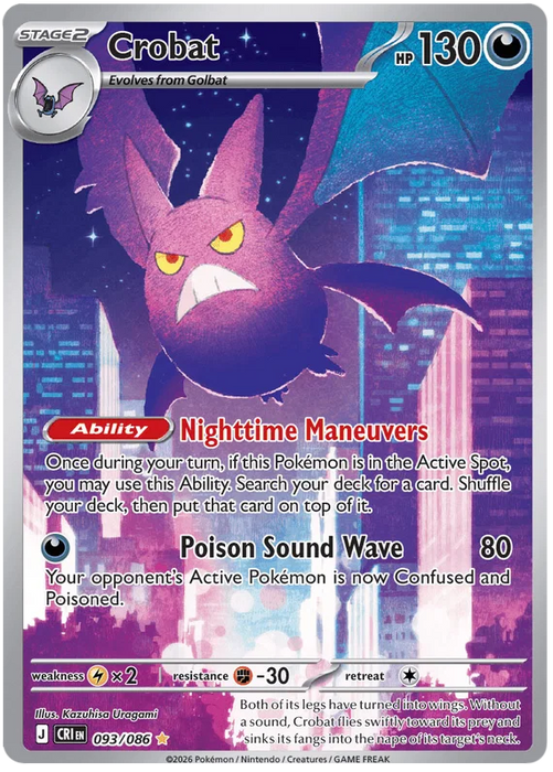 Crobat 093/086 Illustration Rare Pokemon Card (Mega Evolution Chaos Rising)