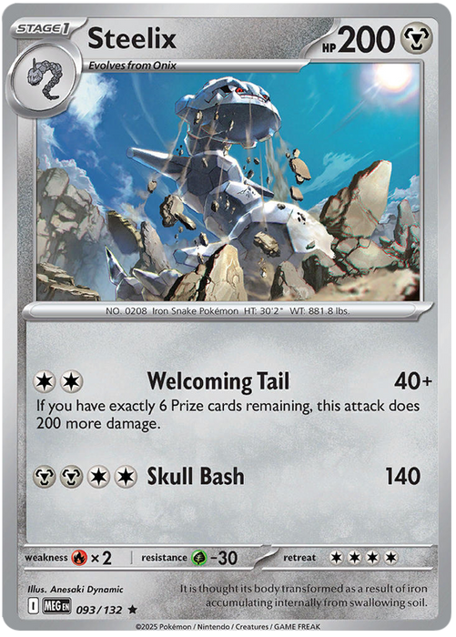 Steelix 093/132 Rare Pokemon Card (Mega Evolution Base Set ME01)
