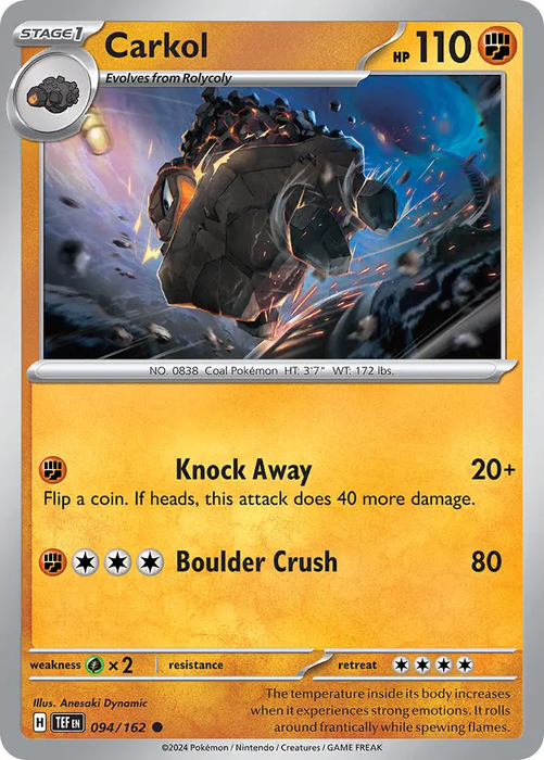 Carkol 094/162 Common Pokemon Card (SV Temporal Forces)