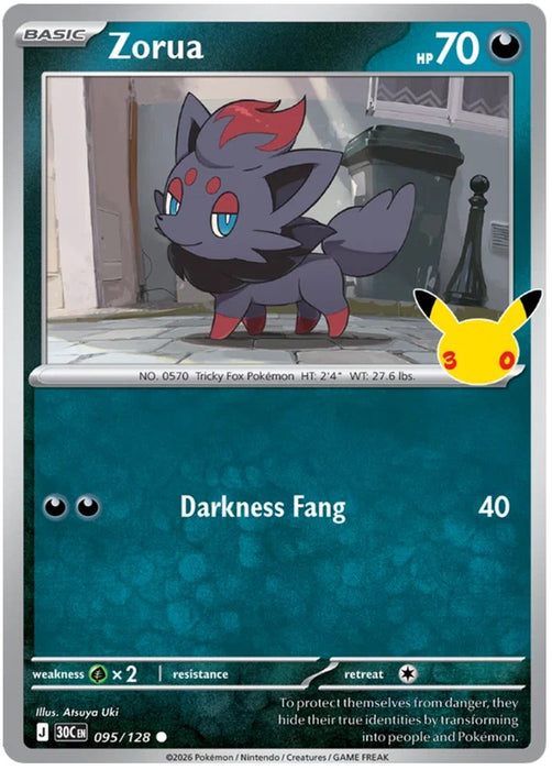 Zorua 095/128 Common Pokemon Card (30th Anniversary Collection)