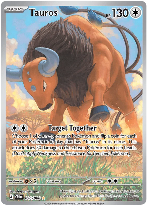Tauros 096/086 Illustration Rare Pokemon Card (Mega Evolution Chaos Rising)