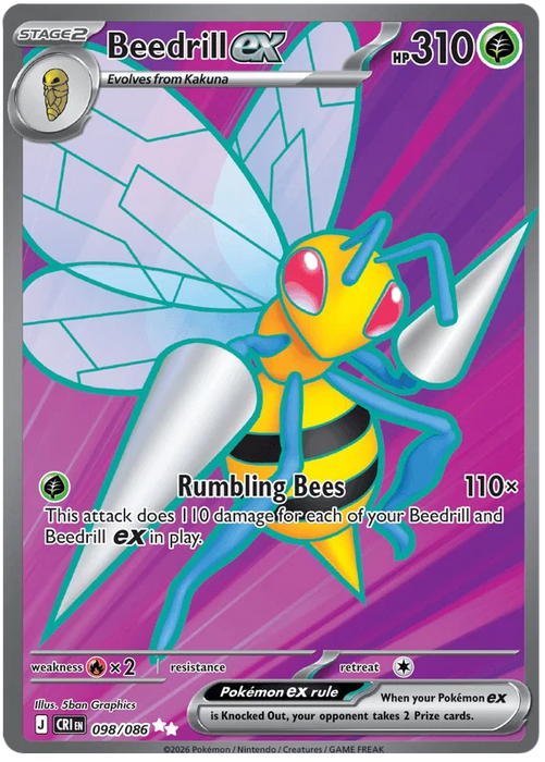 Beedrill ex 098/086 Ultra Rare Pokemon Card (Mega Evolution Chaos Rising)