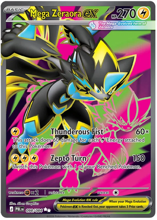 Mega Zeraora ex 098/084 Ultra Rare Pokemon Card (Mega Evolution Pitch Black)
