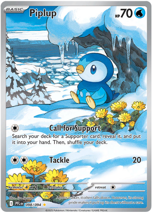 Piplup 098/094 Illustration Rare Pokemon Card (Mega Evolution Phantasmal Flames)