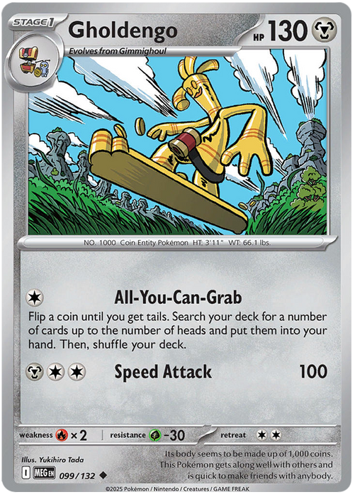 Gholdengo 099/132 Uncommon Pokemon Card (Mega Evolution Base Set ME01)
