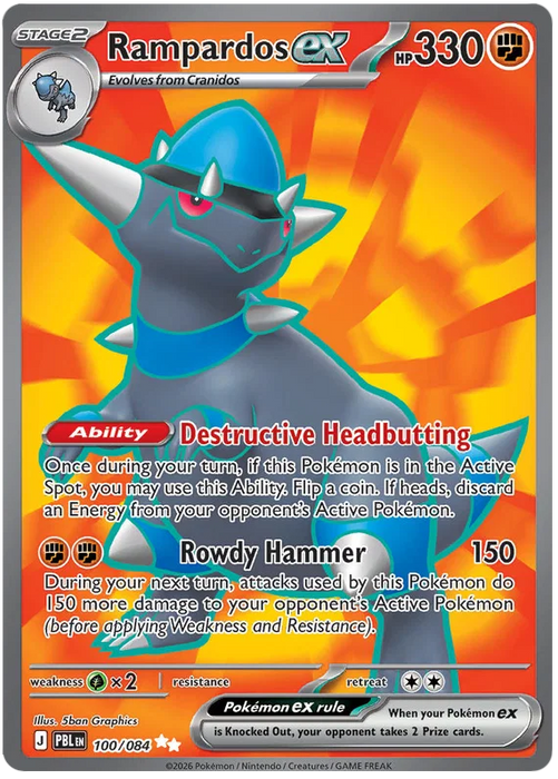 Rampardos ex 100/084 Ultra Rare Pokemon Card (Mega Evolution Pitch Black)
