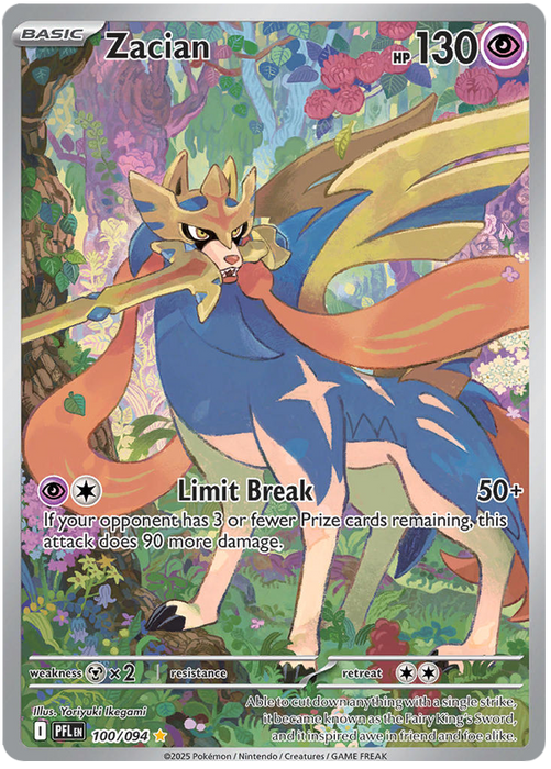 Zacian 100/094 Illustration Rare Pokemon Card (Mega Evolution Phantasmal Flames)