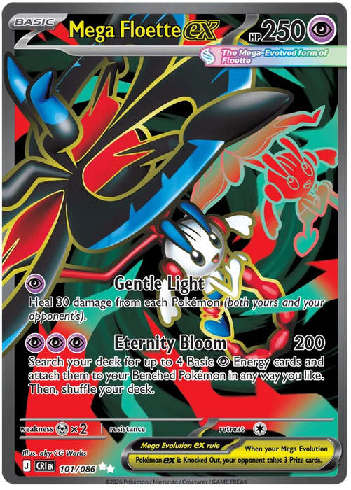 Mega Floette ex 101/086 Ultra Rare Pokemon Card (Mega Evolution Chaos Rising)