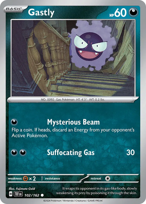 Gastly 102/162 Common Reverse Holo Pokemon Card (SV Temporal Forces)