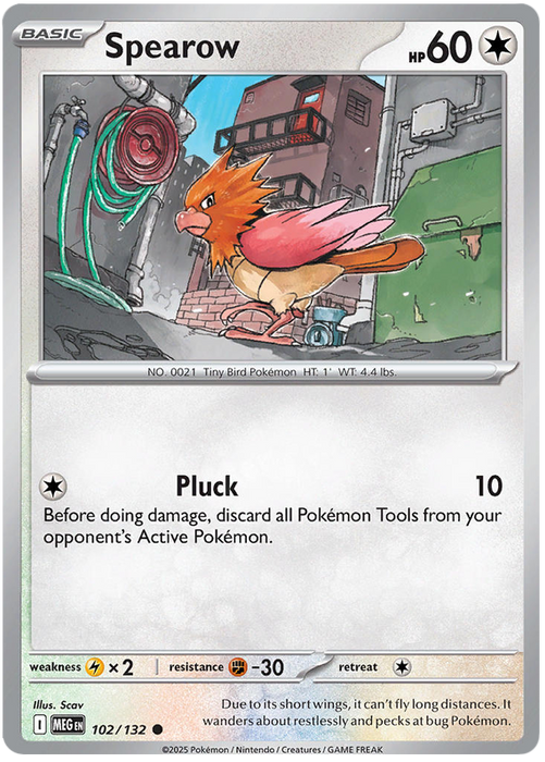 Spearow 102/132 Common Pokemon Card (Mega Evolution Base Set ME01)