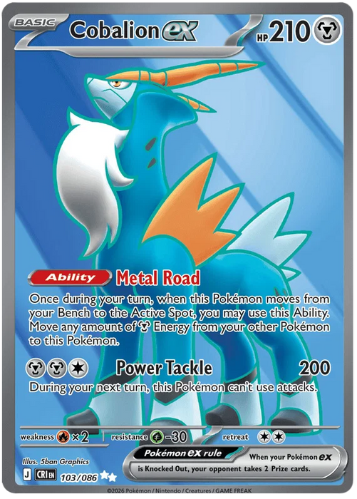 Cobalion ex 103/086 Ultra Rare Pokemon Card (Mega Evolution Chaos Rising)