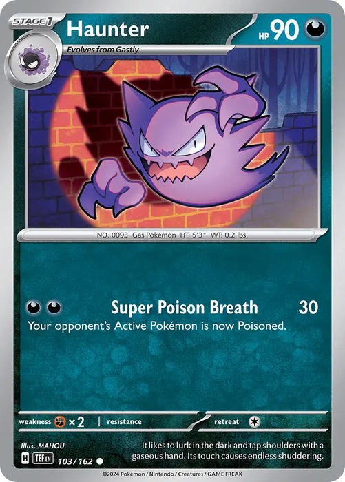 Haunter 103/162 Common Pokemon Card (SV Temporal Forces)