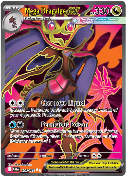 Mega Dragalge ex 104/086 Ultra Rare Pokemon Card (Mega Evolution Chaos Rising)
