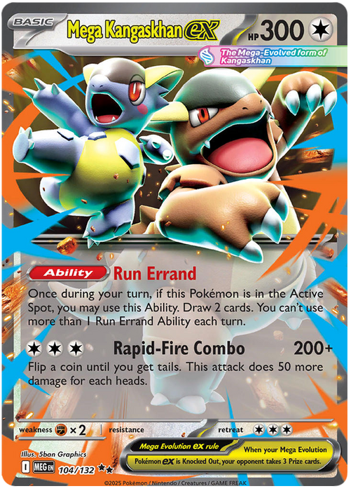 Mega Kangaskhan ex 104/132 Double Rare Pokemon Card (Mega Evolution Base Set ME01)