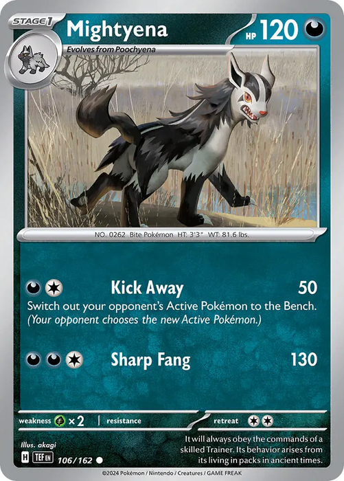 Mightyena 106/162 Common Pokemon Card (SV Temporal Forces)