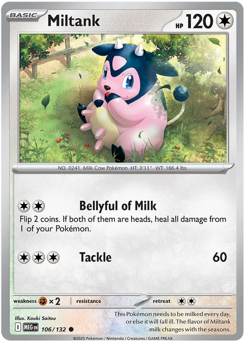 Miltank 106/132 Common Pokemon Card (Mega Evolution Base Set ME01)