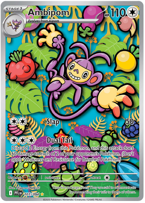 Ambipom 107/094 Illustration Rare Pokemon Card (Mega Evolution Phantasmal Flames)