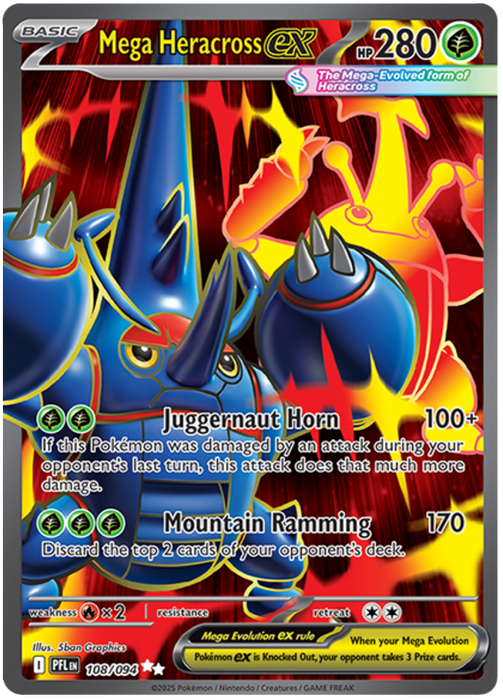 Mega Heracross ex 108/094 Ultra Rare Pokemon Card (Mega Evolution Phantasmal Flames)
