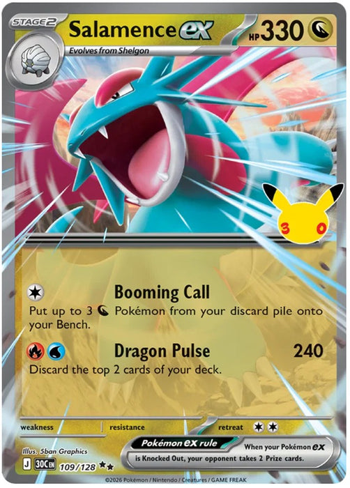 Salamence ex 109/128 Double Rare Pokemon Card (30th Anniversary Collection)