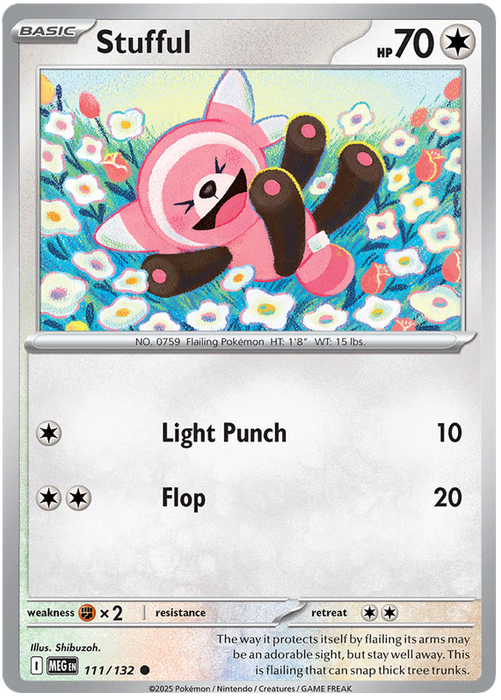 Stufful 111/132 Common Pokemon Card (Mega Evolution Base Set ME01)