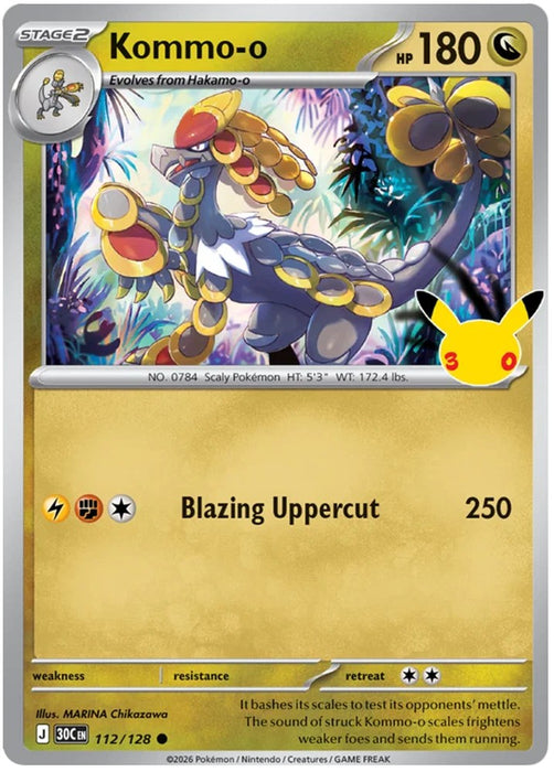 Kommo-o 112/128 Common Pokemon Card (30th Anniversary Collection)