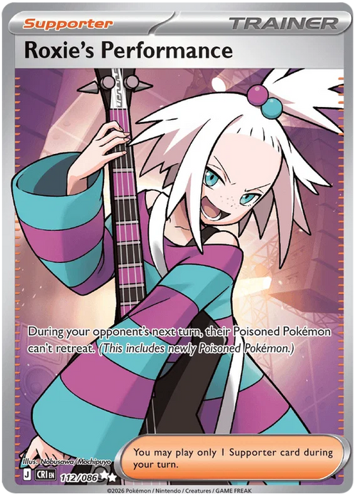 Roxie's Performance 112/086 Ultra Rare Pokemon Card (Mega Evolution Chaos Rising)