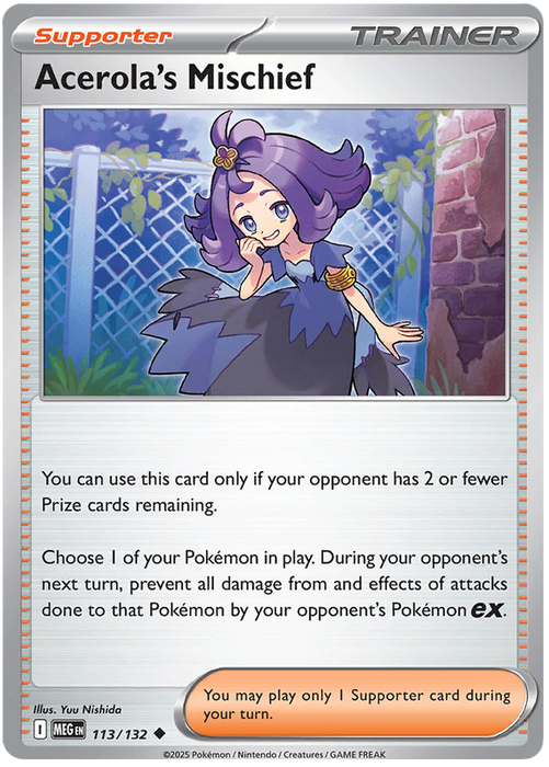 Acerola's Mischief 113/132 Uncommon Pokemon Card (Mega Evolution Base Set ME01)