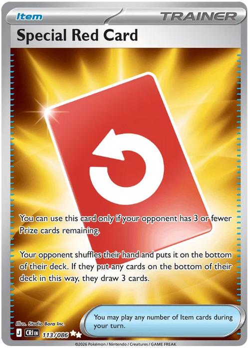 Special Red Card 113/086 Ultra Rare Pokemon Card (Mega Evolution Chaos Rising)