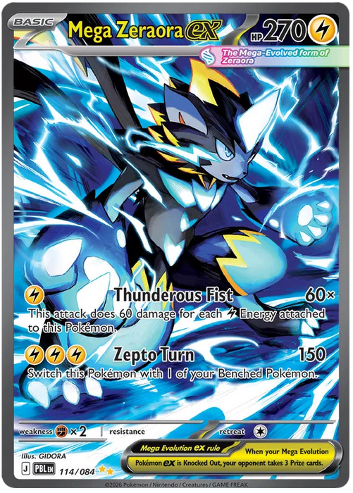 Mega Zeraora ex 114/084 Special Illustration Rare Pokemon Card (Mega Evolution Pitch Black)