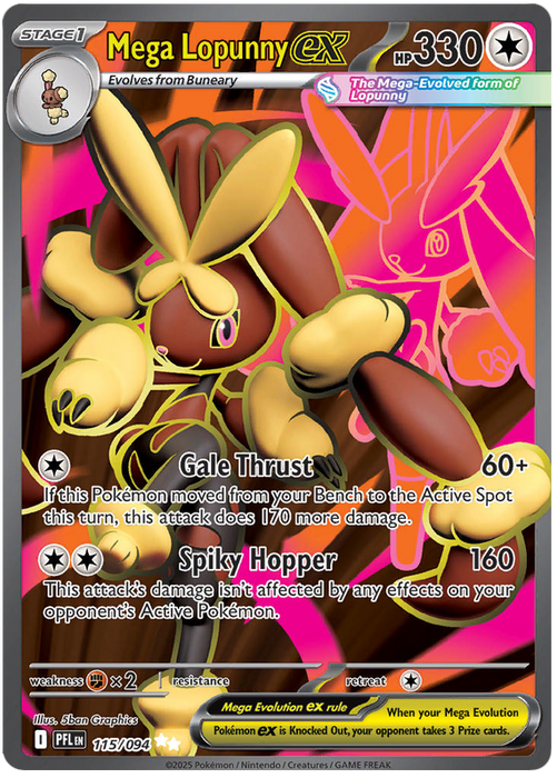 Mega Lopunny ex 115/094 Ultra Rare Pokemon Card (Mega Evolution Phantasmal Flames)