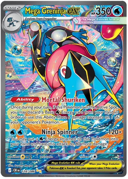 Mega Greninja ex 116/086 Special Illustration Rare Pokemon Card (Mega Evolution Chaos Rising)