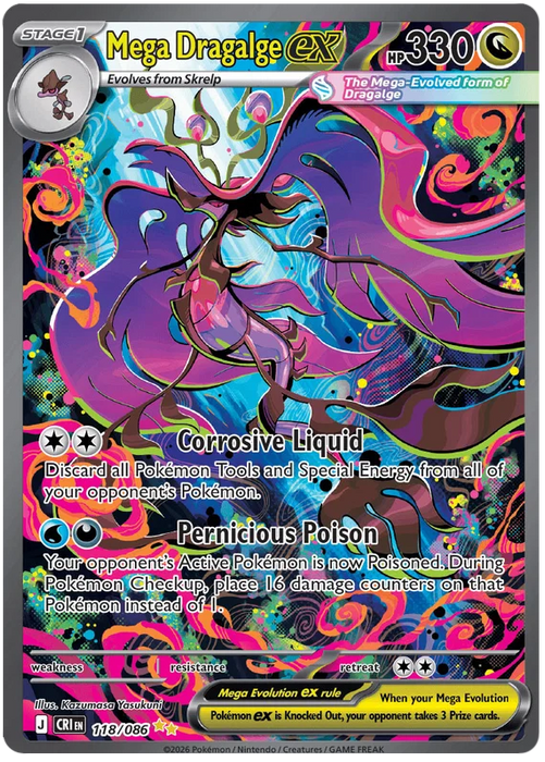 Mega Dragalge ex 118/086 Special Illustration Rare Pokemon Card (Mega Evolution Chaos Rising)