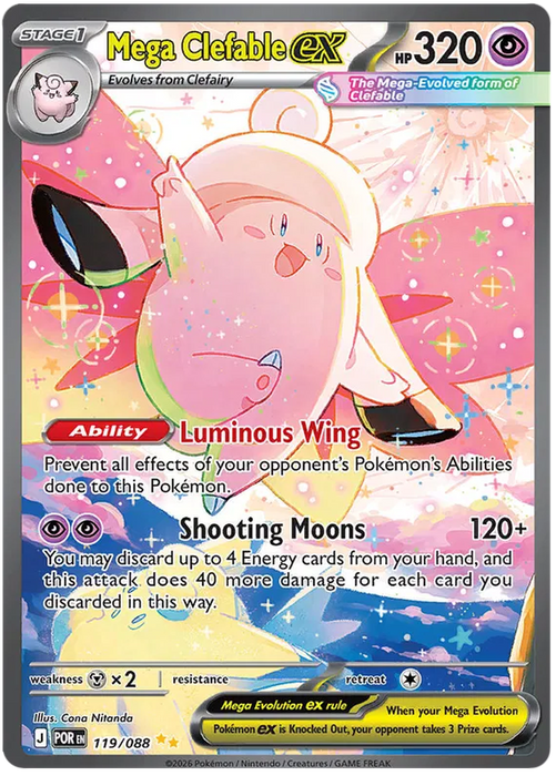 Mega Clefable ex 119/088 Special Illustration Rare Pokemon Card (Mega Evolution Perfect Order)