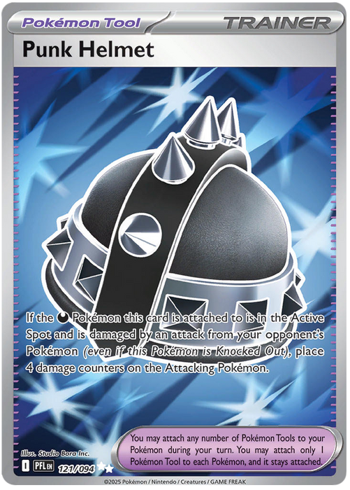 Punk Helmet 121/094 Ultra Rare Pokemon Card (Mega Evolution Phantasmal Flames)