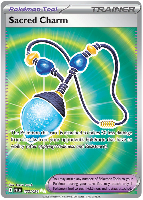 Sacred Charm 122/094 Ultra Rare Pokemon Card (Mega Evolution Phantasmal Flames)