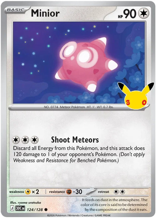 Minior 124/128 Common Pokemon Card (30th Anniversary Collection)