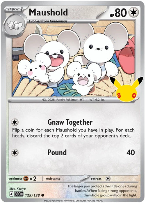 Maushold 125/128 Common Pokemon Card (30th Anniversary Collection)