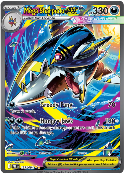 Mega Sharpedo ex 127/094 Special Illustration Rare Pokemon Card (Mega Evolution Phantasmal Flames)