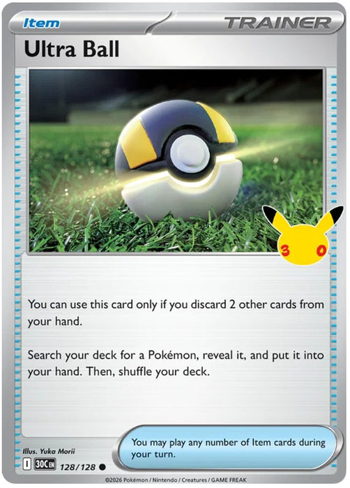 Ultra Ball 128/128 Common Pokemon Card (30th Anniversary Collection)