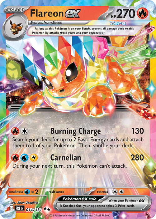 Flareon ex 014/131 Double Rare Pokemon Card (Scarlet & Violet Prismatic Evolutions)