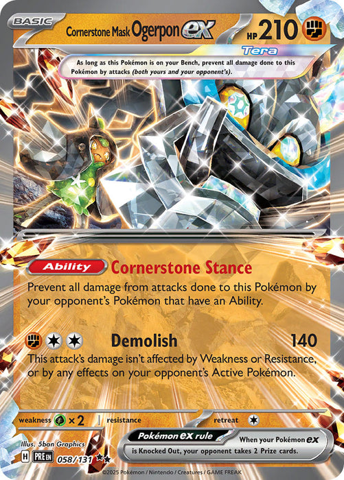 Cornerstone Mask Ogerpon ex 058/131 Double Rare Pokemon Card (Scarlet & Violet Prismatic Evolutions)