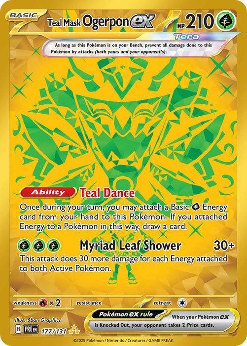 Teal Mask Ogerpon ex 177/131 Hyper Rare Pokemon Card (Scarlet & Violet Prismatic Evolutions) Teal Mask Ogerpon ex 177/131 Hyper Rare Pokemon Card (Scarlet & Violet Prismatic Evolutions)