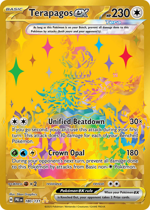 opal rainbow rare pokemon card Terapagos ex 180/131 Hyper Rare Pokemon Card (Scarlet & Violet Prismat — Titan Cards Ltd