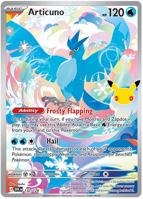 Articuno 132/128 Illustration Rare Pokemon Card (30th Anniversary Collection)
