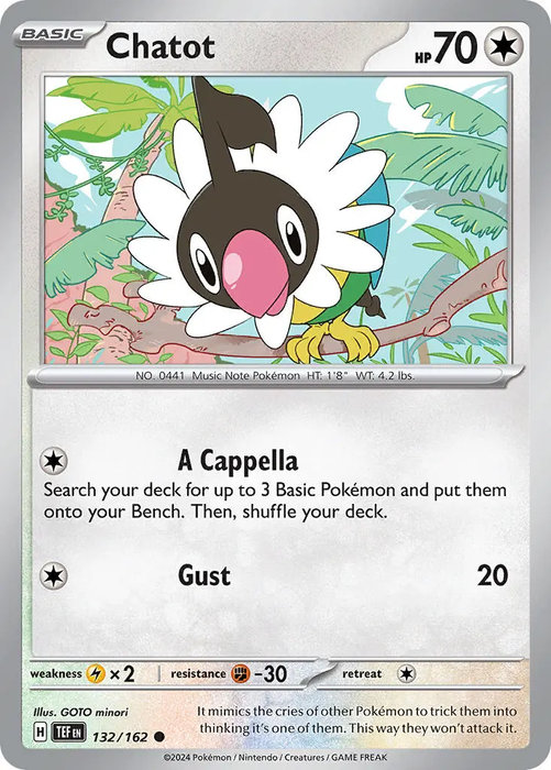 Chatot 132/162 Common Pokemon Card (SV Temporal Forces)