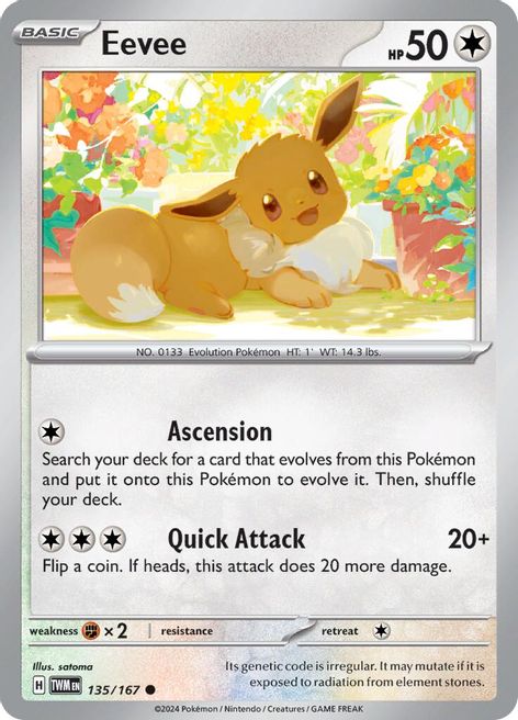 holographic eevee pokemon card Eevee 135/167 Common Reverse Holo Pokemon Card (SV Twilight Masquerade — Titan Cards Ltd